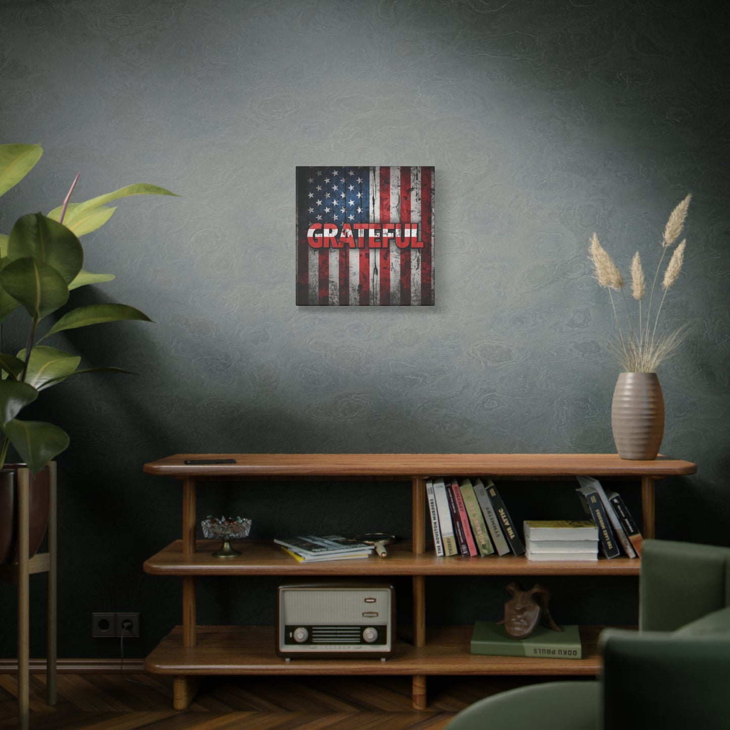 Grateful American Flag Wall Art | Patriotic Canvas Decor, Home Wall Decor, Inspirational Gift, 4th of July Decoration, Veteran's Day