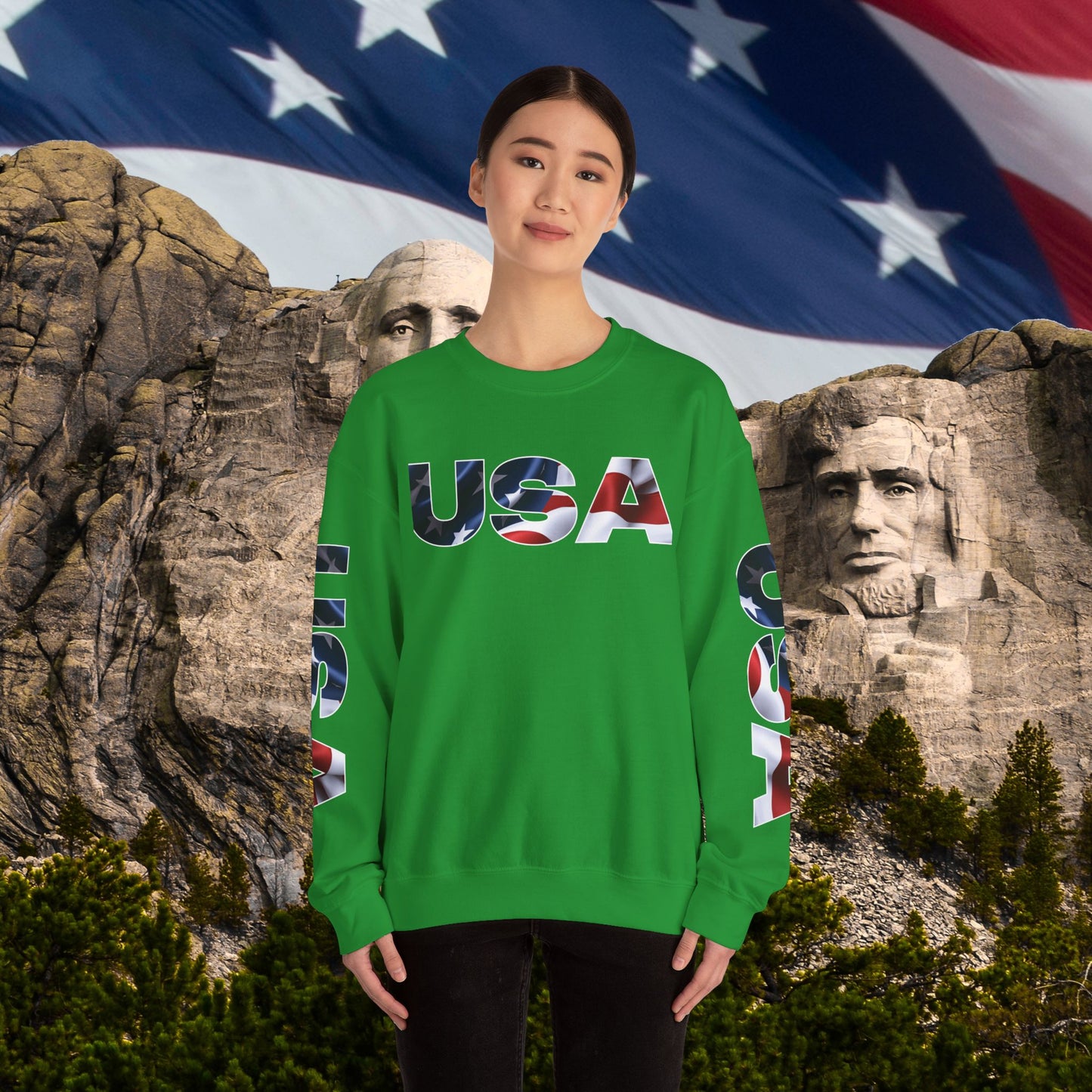 Patriotic USA Crewneck Sweatshirt - Unisex Heavy Blend - American Pride - National Pride Gift - S-5XL
