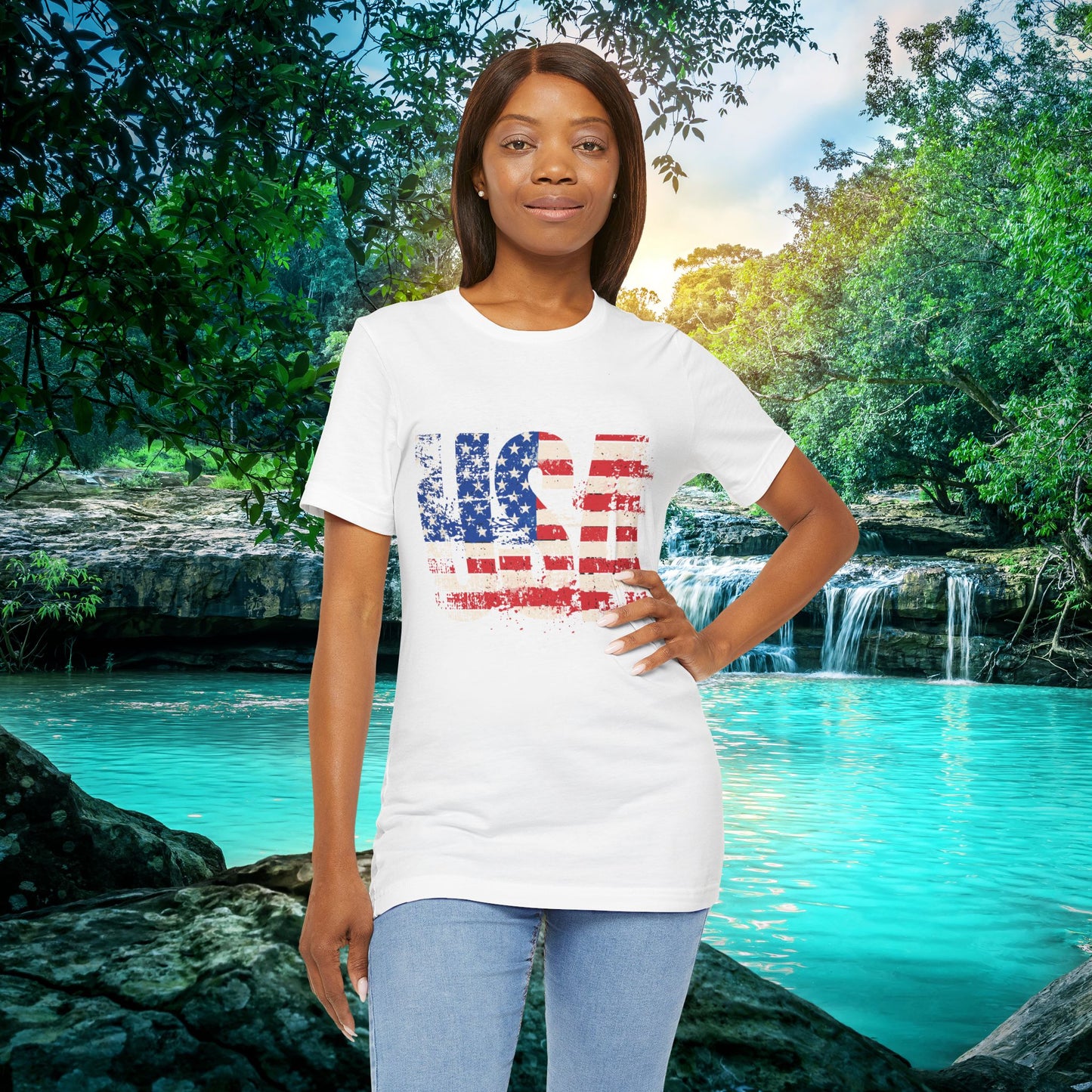 USA - Red White Blue - American Flag - Classic Unisex Tee - Holiday Gift - Patriotic Pride