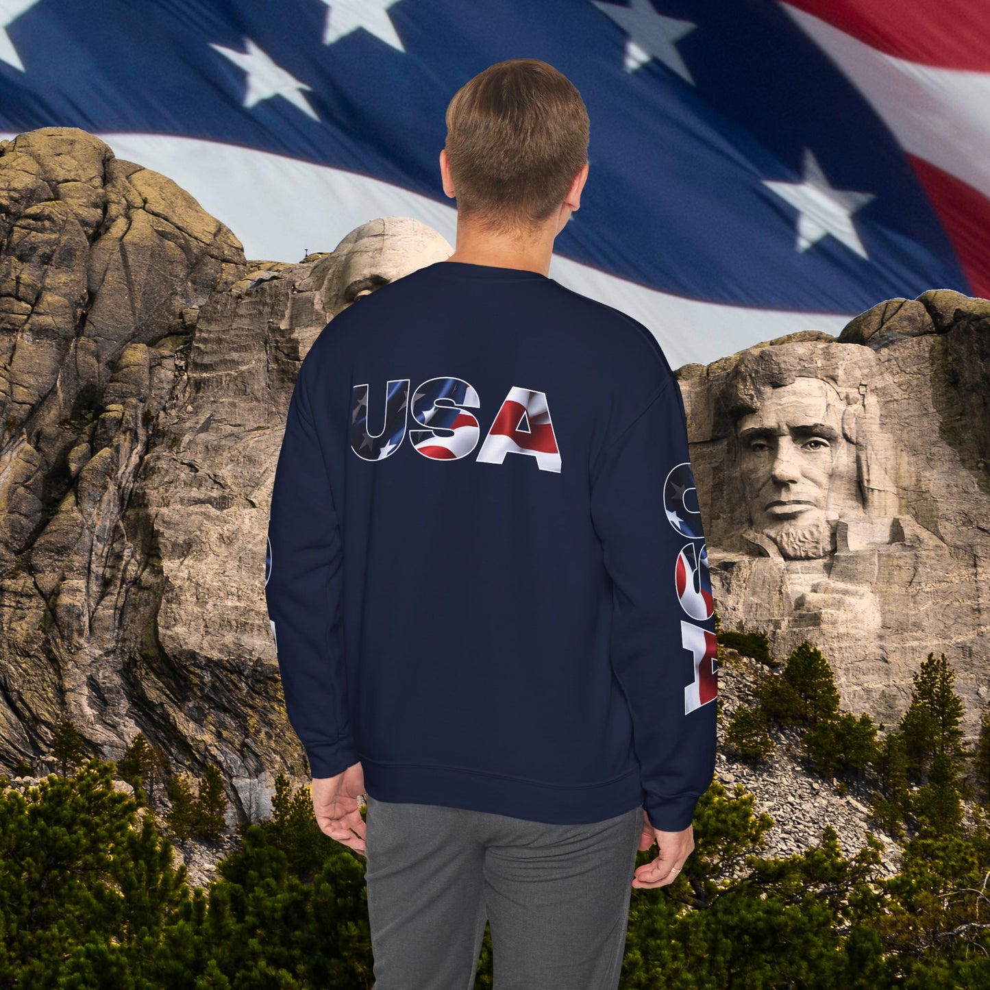 Patriotic USA Red White Blue - Crewneck Sweatshirt - Unisex Pullover - S-5XL