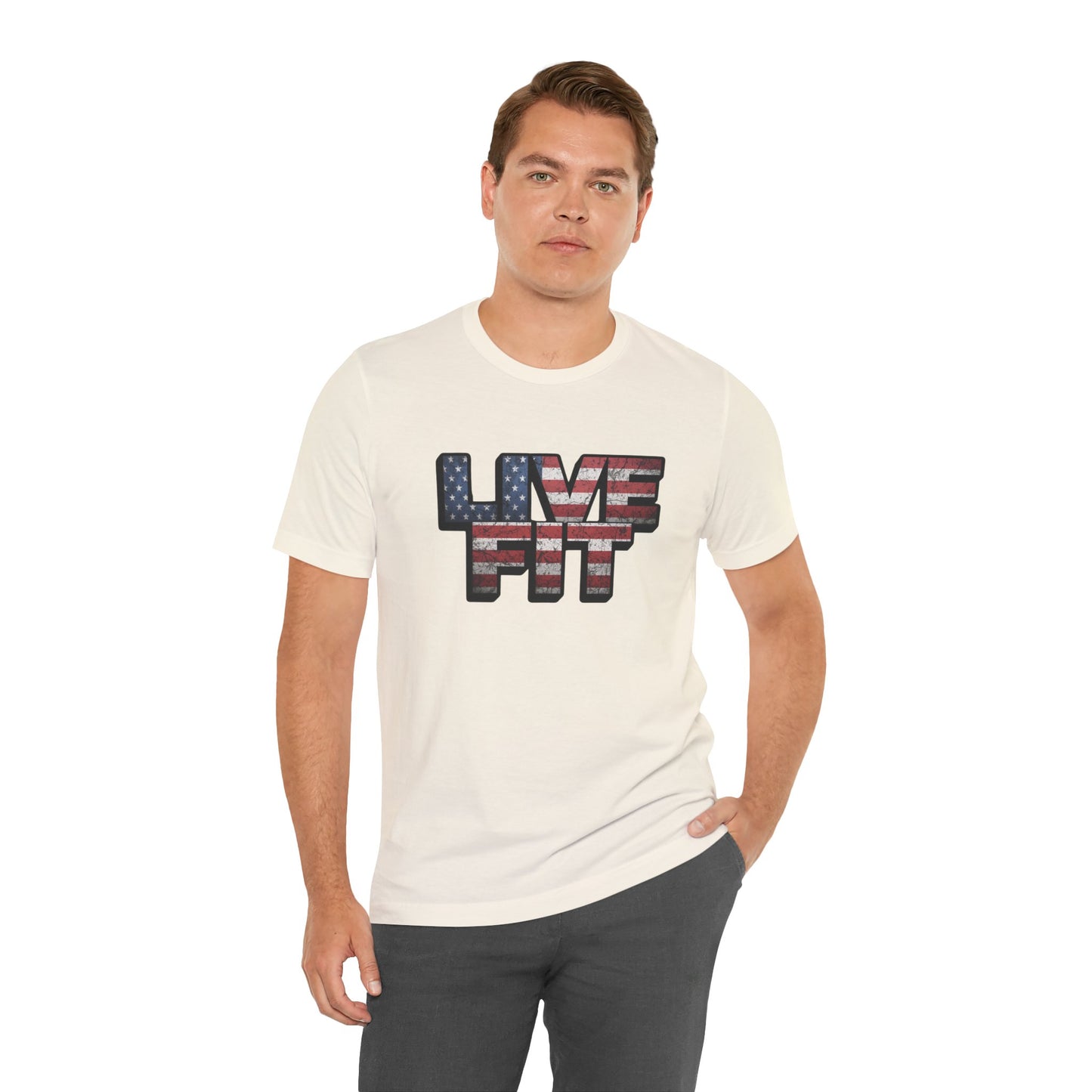LIVE FIT Patriotic T-Shirt - American Flag Red White Blue - Unisex Fitness Tee