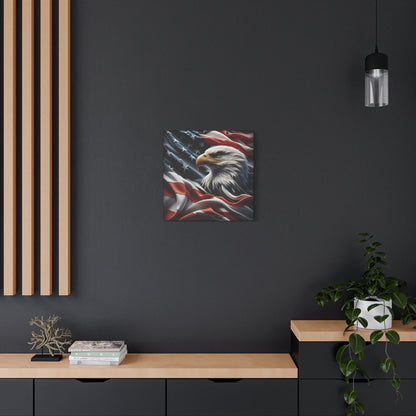 Patriotic Eagle Gallery Wrapped Canvas Art - American Flag Wall Decor - Red White Blue - USA Pride - Holiday Gift -  4th of July Home Decoration - Veteran Gift -  USA Theme Art - Print On Sides - Mirror Sides -