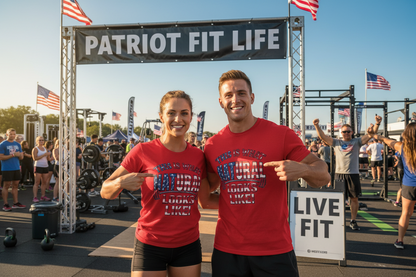American Flag Natural Looks Fitness T-Shirt | Patriotic Gym Tee