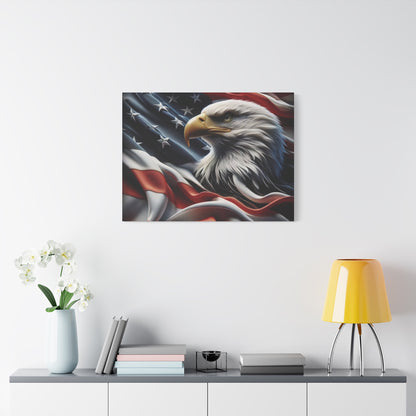 Patriotic Eagle Gallery Wrapped Canvas Art - American Flag Wall Decor - Red White Blue - USA Pride - Holiday Gift -  4th of July Home Decoration - Veteran Gift -  USA Theme Art - Print On Sides - Mirror Sides -