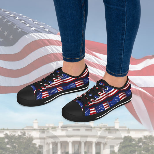 💥 Patriotic 💥 Red White & Blue 💥 All Over Print 💥 Low Top Sneakers 💥 American Flag Design💥 Sizes 5.5-12 💥