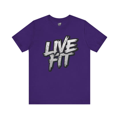 LIVE FIT Unisex Jersey Tee - Fitness Shirt - XS - 4XL -  Workout Apparel -  Motivational T-Shirt - Casual Wear - Gift for Fitness Enthusiasts