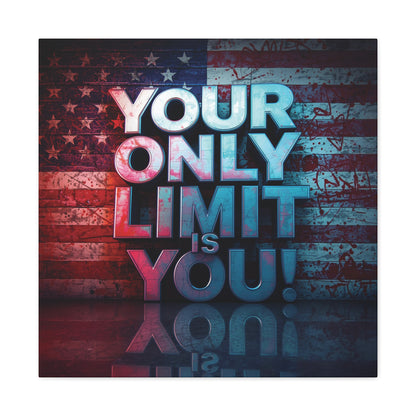 Gallery Wrapped - Motivational Canvas Wall Art - Your Only Limit Is You! - Inspirational Decor for Home Office - Inspirational Gift - Vintage American Flag - Limitless Living - Personal [...]