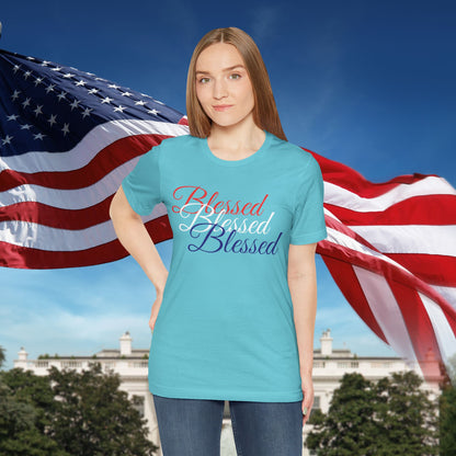 Red White Blue  Blessed  Design Unisex Tee