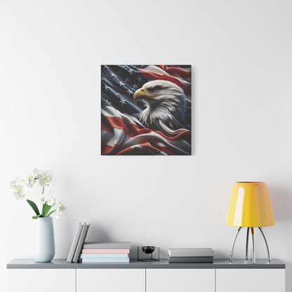 Patriotic Eagle Gallery Wrapped Canvas Art - American Flag Wall Decor - Red White Blue - USA Pride - Holiday Gift -  4th of July Home Decoration - Veteran Gift -  USA Theme Art - Print On Sides - Mirror Sides -