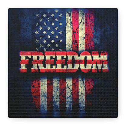 Patriotic Wall Art Print - Freedom Design Canvas Decor - American Flag Red White & Blue Artwork - Christmas Gifts - Independence Day Decoration - Home Gallery Piece -