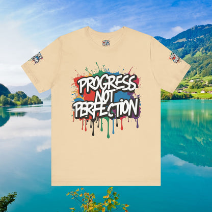 💥 Vibrant   💥   Eye-catching   💥   Motivational    💥 All  Over Print   💥 Unisex T-shirt  💥   Progress  Not  Perfection   💥  Art-Inspired   💥  Apparel  💥  Sizes  XS  x  4XL 💥
