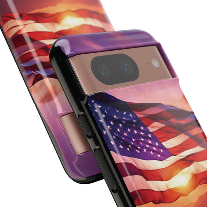 Stylish Phone Case - American Flag At Sunset Design - Patriotic Gift for Veterans - Independence Day -  Summer Vibes -