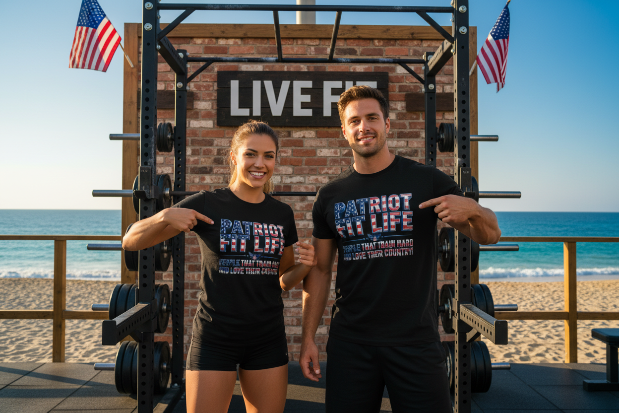 Patriot Fit Life T-Shirt — 'People That Train Hard and Love Their Country' American Flag Fitness Tee