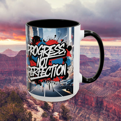 Progress Not Perfection! Graffiti Style Mug - Vibrant Design - 11oz/15oz - 8 Colors
