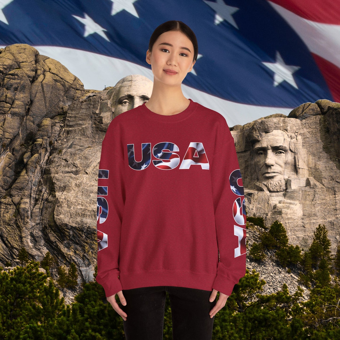 Patriotic USA Crewneck Sweatshirt - Unisex Heavy Blend - American Pride - National Pride Gift - S-5XL