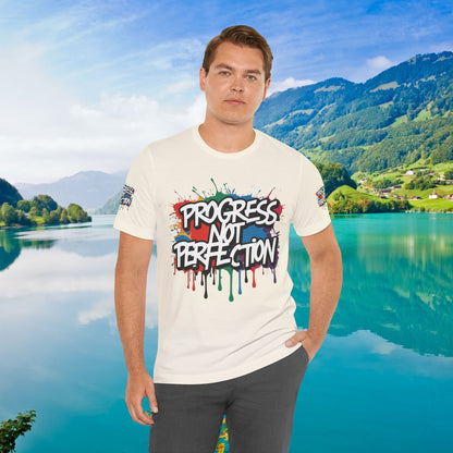 💥 Vibrant   💥   Eye-catching   💥   Motivational    💥 All  Over Print   💥 Unisex T-shirt  💥   Progress  Not  Perfection   💥  Art-Inspired   💥  Apparel  💥  Sizes  XS  x  4XL 💥