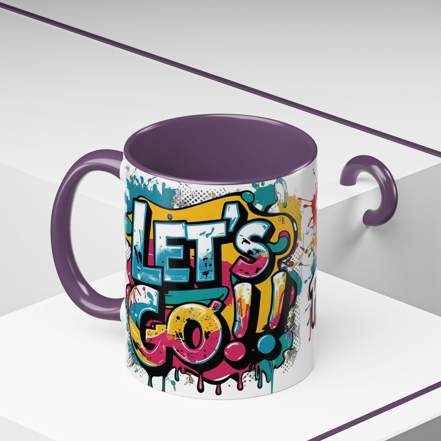 Vibrant   Ceramic  Mug    Inspirational      Let's Go!     Graffiti  Mug      Coffee Mug        Progress  Not  Perfection   Sizes   11oz  &  15oz    Birthday Gift   Graduation Gift    8  Different  Color Options