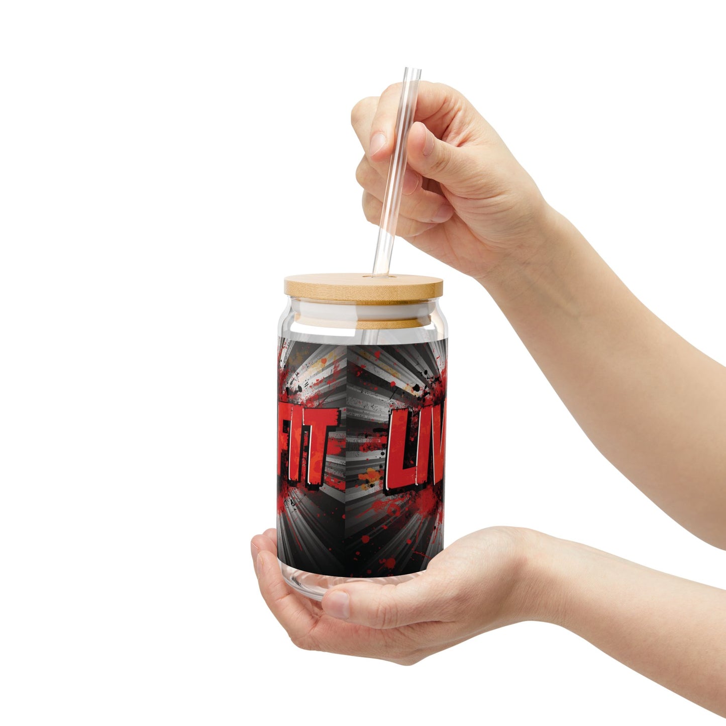 LIVE FIT - Sipper Glass - 16oz - Motivational Drink Ware for Fitness Enthusiasts - Reusable Glass Straw - Perfect for Gym & Everyday Use -
