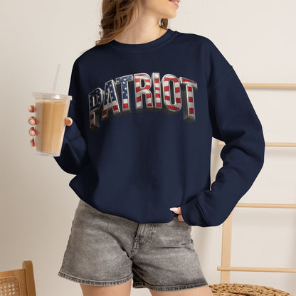 Patriot Crewneck Sweatshirt — American Flag Text Graphic