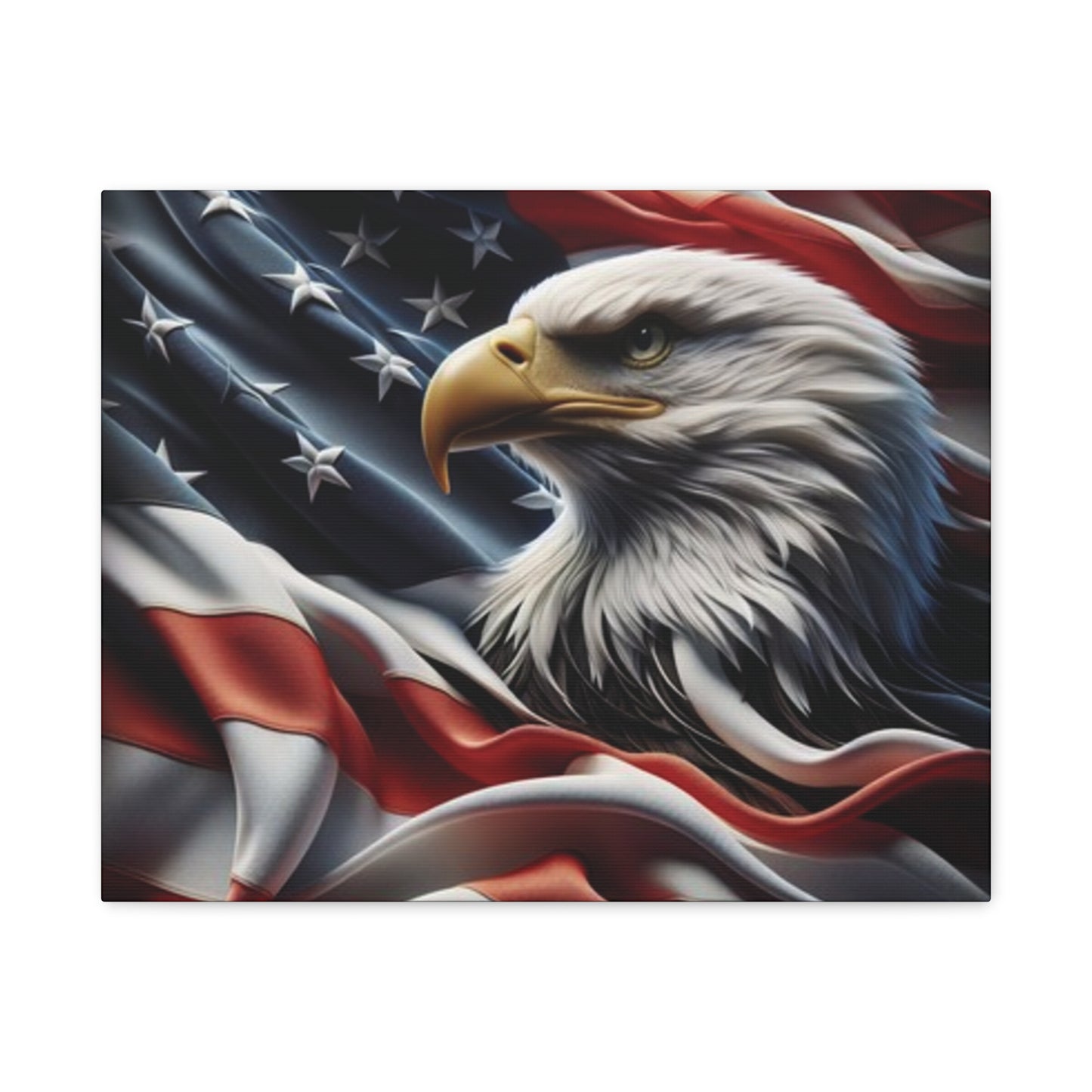 Patriotic Eagle Gallery Wrapped Canvas Art - American Flag Wall Decor - Red White Blue - USA Pride - Holiday Gift -  4th of July Home Decoration - Veteran Gift -  USA Theme Art - Print On Sides - Mirror Sides -