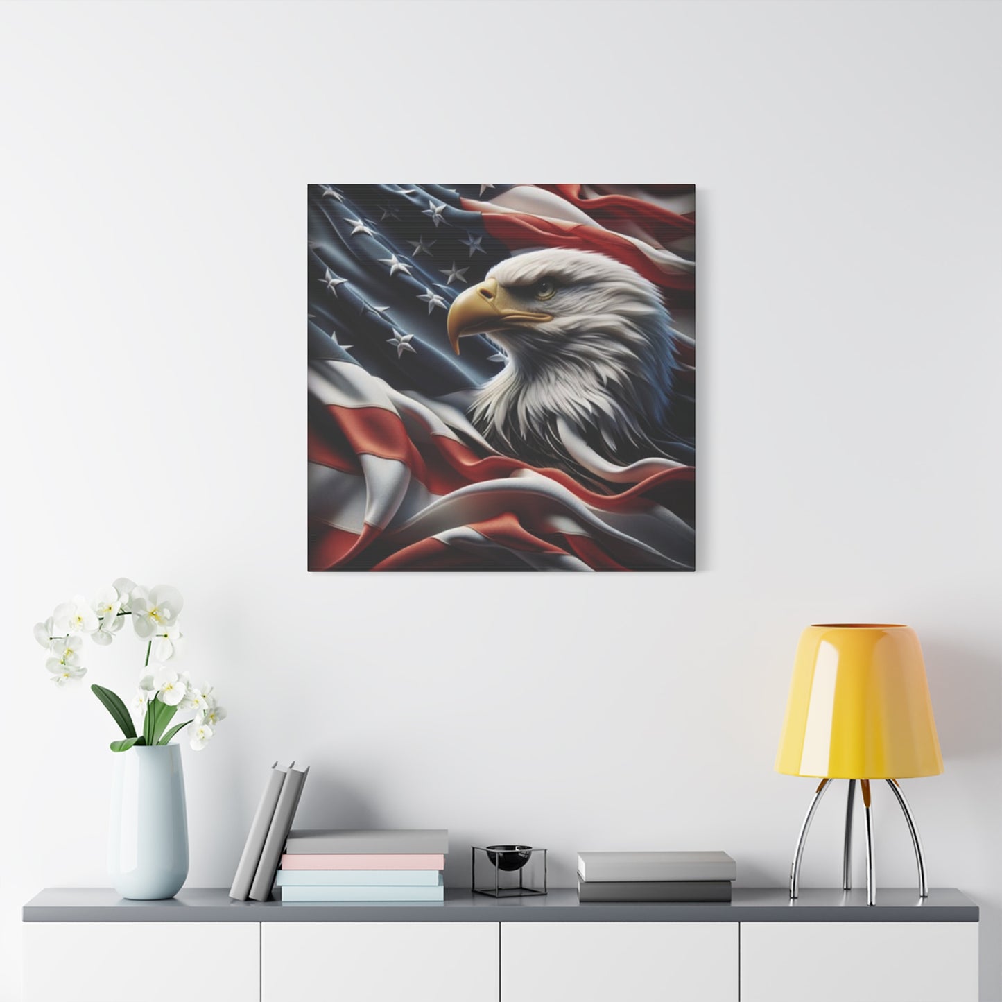Patriotic Eagle Gallery Wrapped Canvas Art - American Flag Wall Decor - Red White Blue - USA Pride - Holiday Gift -  4th of July Home Decoration - Veteran Gift -  USA Theme Art - Print On Sides - Mirror Sides -