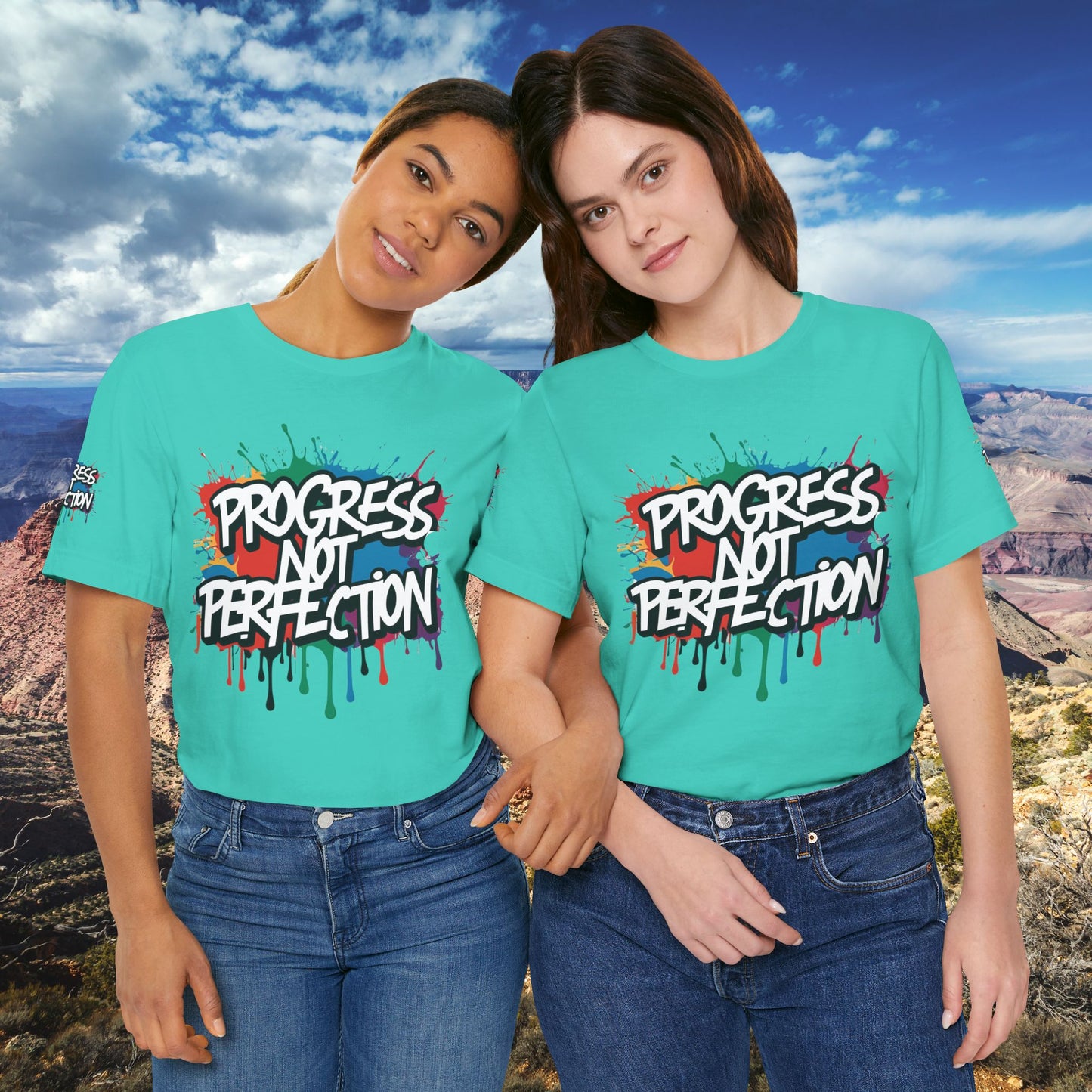 💥 Vibrant   💥   Eye-catching   💥   Motivational    💥 All  Over Print   💥 Unisex T-shirt  💥   Progress  Not  Perfection   💥  Art-Inspired   💥  Apparel  💥  Sizes  XS  x  4XL 💥