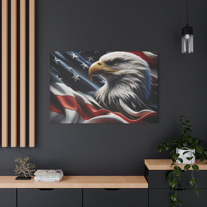 Patriotic Eagle Gallery Wrapped Canvas Art - American Flag Wall Decor - Red White Blue - USA Pride - Holiday Gift -  4th of July Home Decoration - Veteran Gift -  USA Theme Art - Print On Sides - Mirror Sides -
