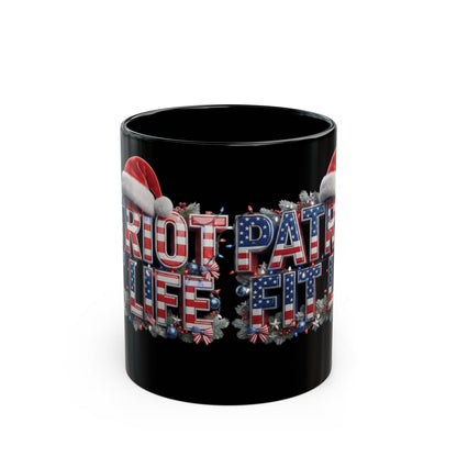 Patriot Fit Life Christmas Coffee Mug - Centered Santa Hat & Ornaments | 11oz & 15oz