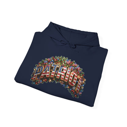 Patriot Christmas Hoodie - Full Arch Garland Flag Graphic | String Lights & Flags | Unisex S-5XL - Patriot Fit Life