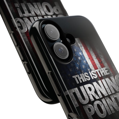 Stunning Patriotic Protective Cell Phone Case -  Charlie Kirk - This Is The Turning Point! - Red White Blue - Beautiful American Flag Backdrop Design - Perfect Gift for Everyday Use, Durable Cover, Stylish Protection
