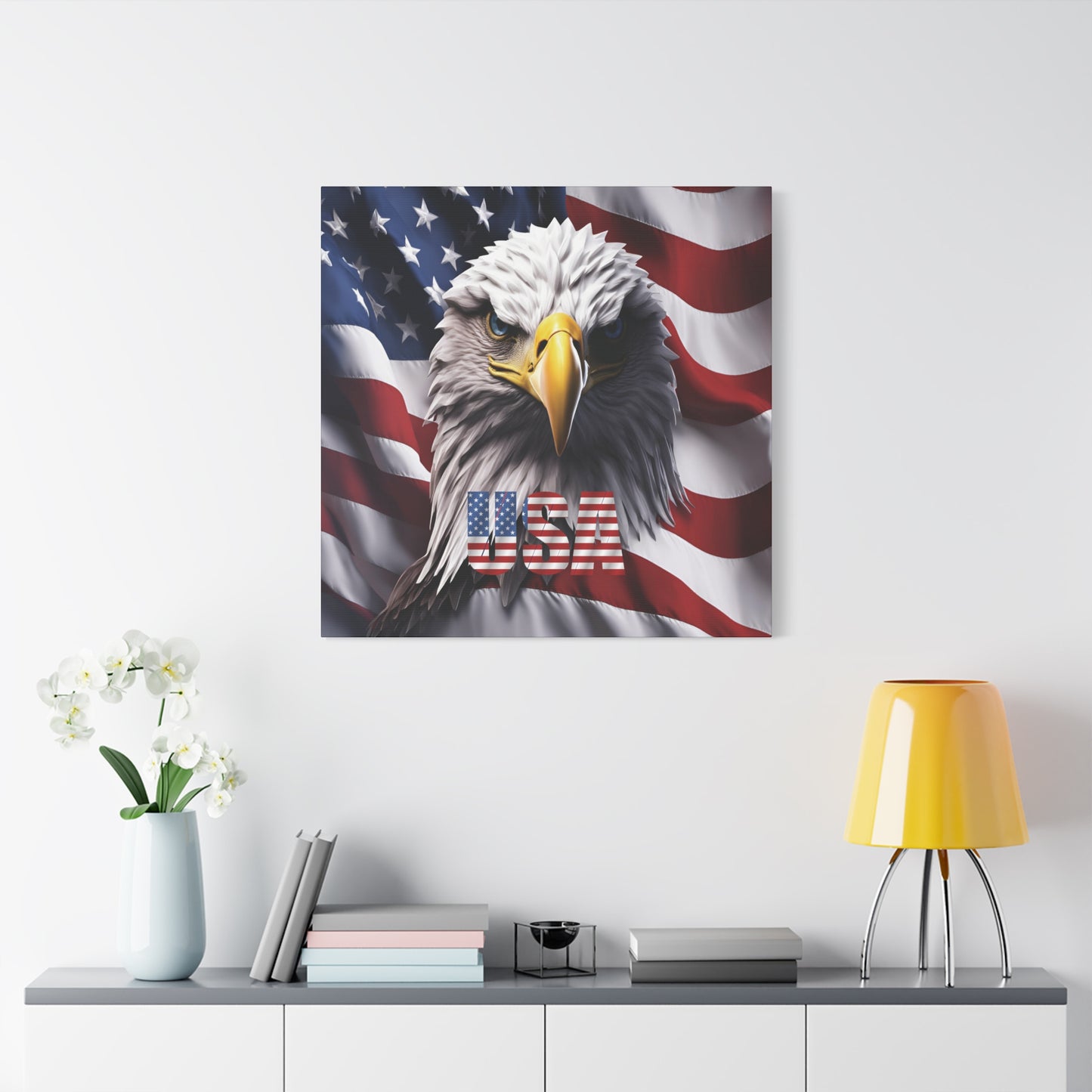 American Eagle Canvas Wall Art - Patriotic Flag Decor - USA Pride