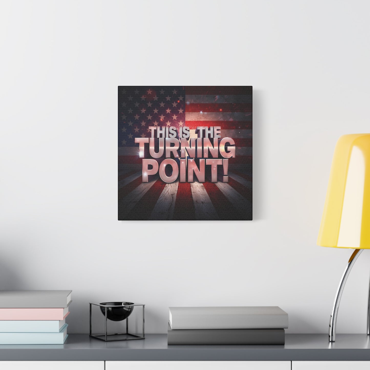 Gallery Wrapped Canvas Wall Art - Charlie Kirk Inspired - This Is The Turning Point! - Red White Blue - American Flag Backdrop Design - Multiple Sizes -