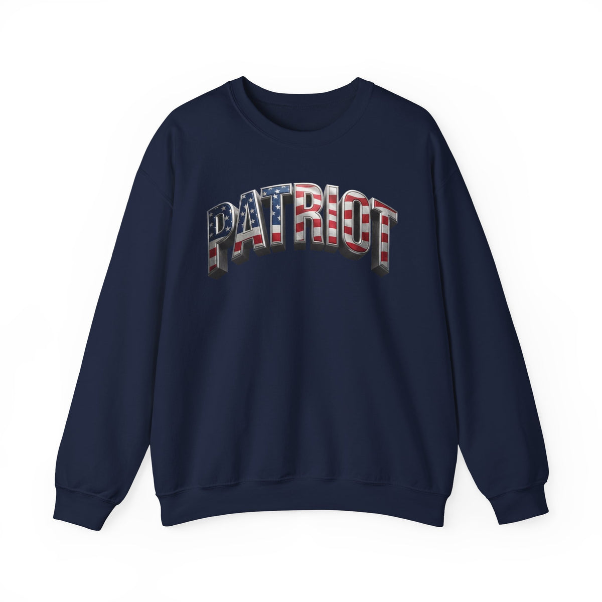 Patriot Crewneck Sweatshirt — American Flag Text Graphic
