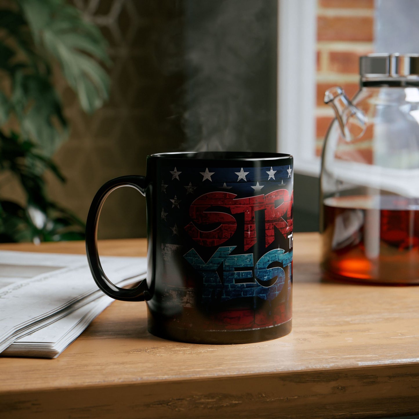 Eye-Catching - Motivational Patriotic Mug -  Stronger Than Yesterday -  Fitness Lover Gift -  July 4th Independence Day Cup, 11oz