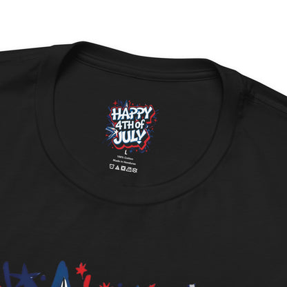 Happy 4th Of July Unisex Jersey Short Sleeve Tee, Independence Day T-Shirt, Patriotic Shirt, Red White Blue Tee, USA Celebration Top
