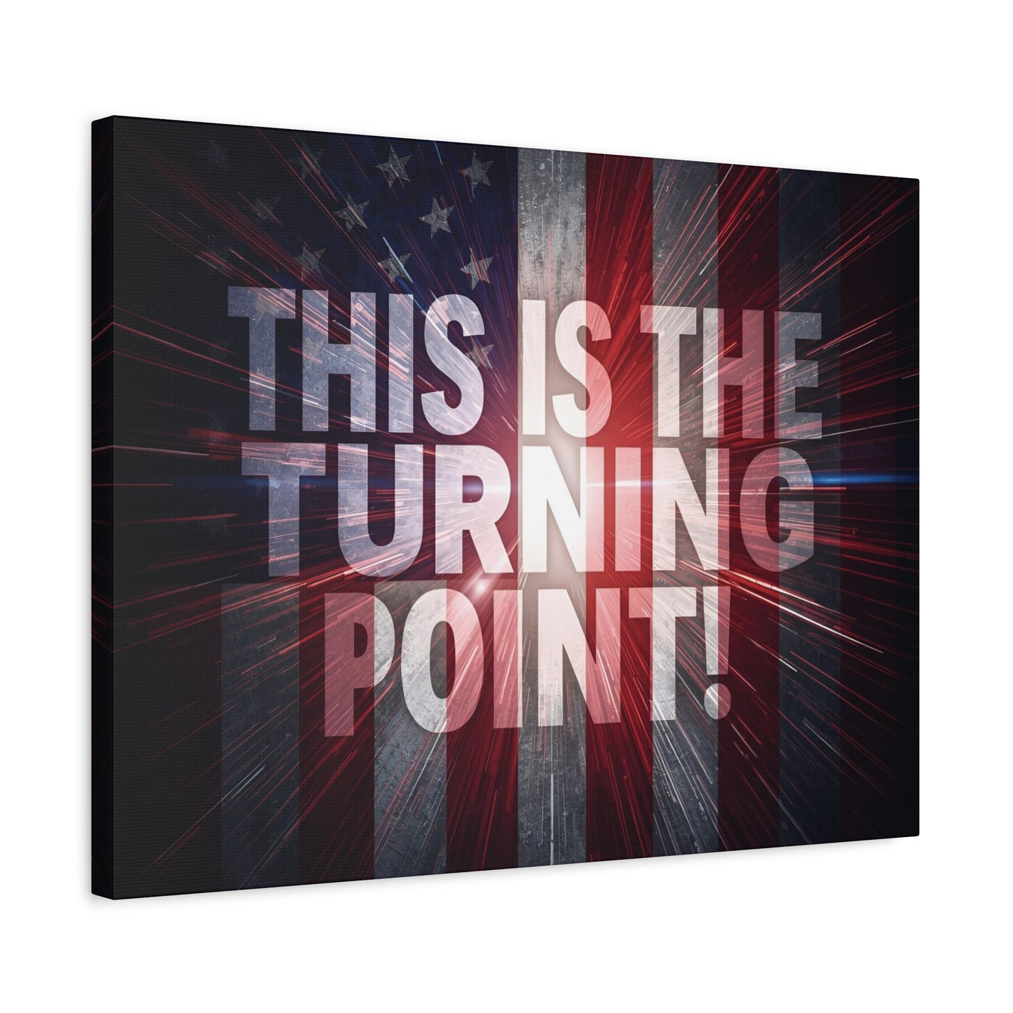 Charlie Kirk - This Is The Turning Point! - Red White Blue - Stunning American Flag Backdrop Design - Patriotic - Motivational Wall Art - Canvas - Multiple Sizes