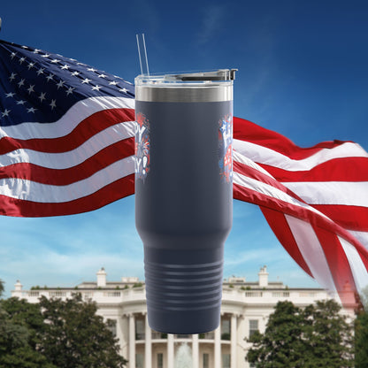 Patriotic Insulated Travel Mug - 40oz - Perfect for 4th of July Celebrations, BBQs, Camping, Family Gatherings, Gifts!
