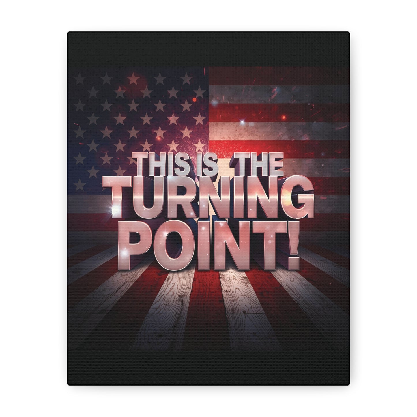 Gallery Wrapped Canvas Wall Art - Charlie Kirk Inspired - This Is The Turning Point! - Red White Blue - American Flag Backdrop Design - Multiple Sizes -