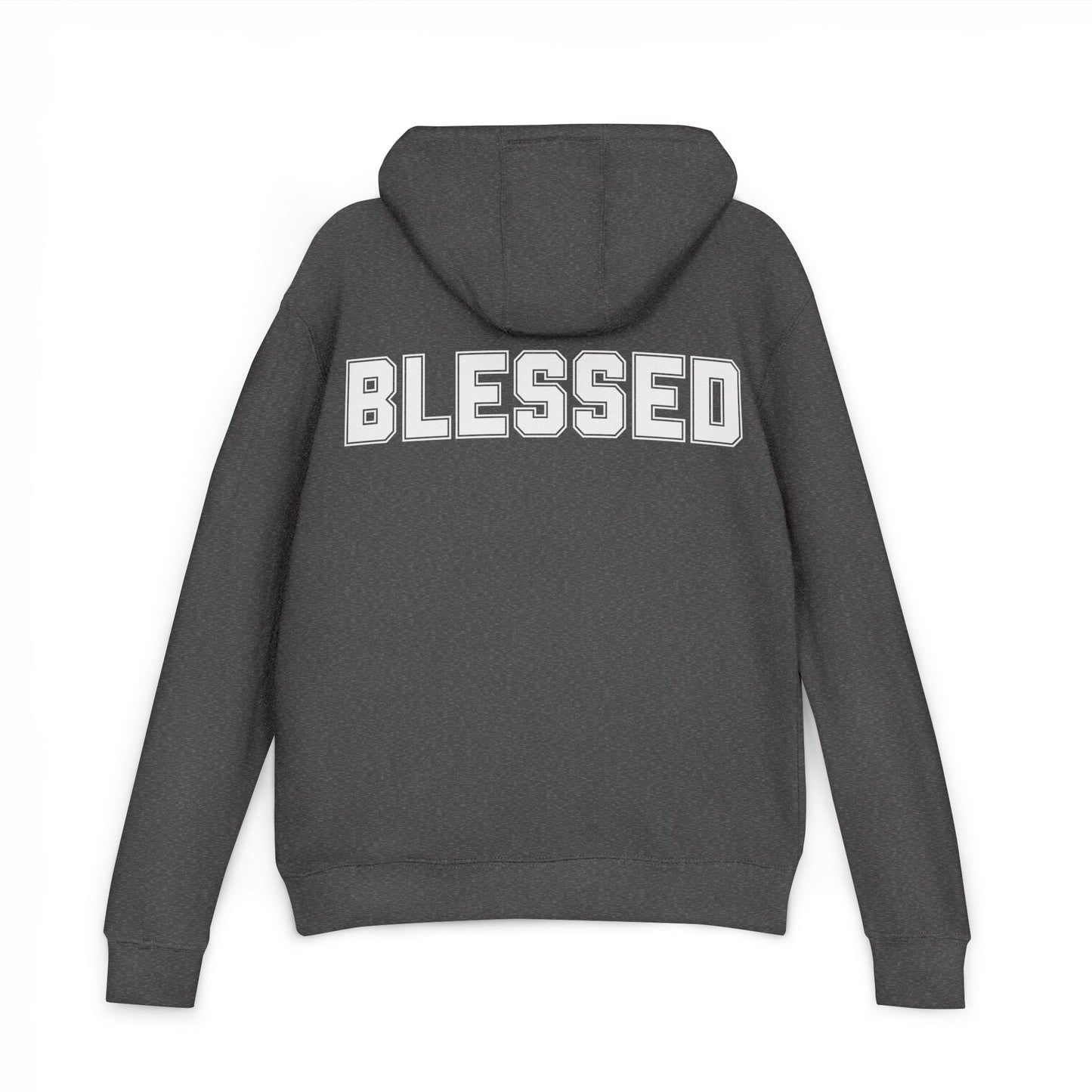 Blessed Hoodie — Cozy French Terry Pullover - with - White - Bold Front & Back Text - Holiday Gift - Fitness