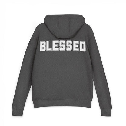 Blessed Hoodie — Cozy French Terry Pullover - with - White - Bold Front & Back Text - Holiday Gift - Fitness