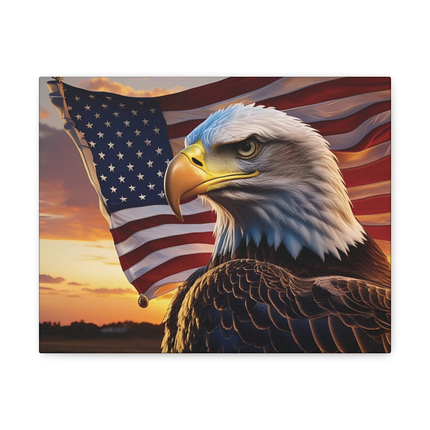 Patriotic Eagle Canvas Wall Art, Stretched Eagle Art, American Flag Decor, Veteran's Day Gift, 4th of July Decoration, Home Gallery Wall