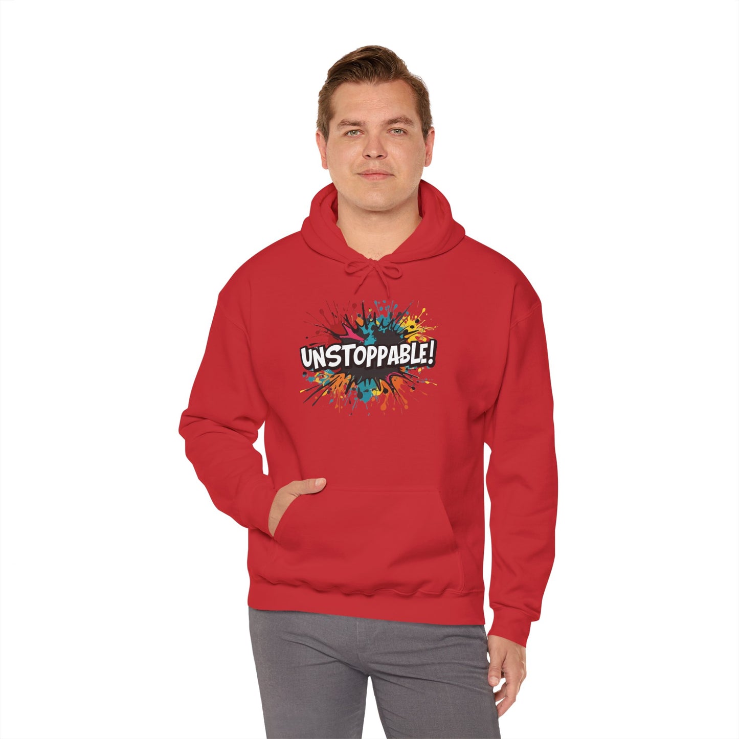 Unstoppable! Paint Splash Hoodie - Motivational Graphic Sweatshirt - Unisex Pullover - S-5XL
