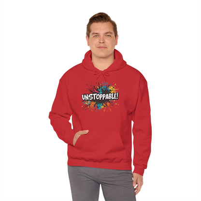 Unstoppable! Paint Splash Hoodie - Motivational Graphic Sweatshirt - Unisex Pullover - S-5XL