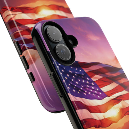Stylish Phone Case - American Flag At Sunset Design - Patriotic Gift for Veterans - Independence Day -  Summer Vibes -