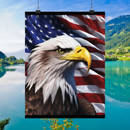 💥 Patriotic 💥 Bald Eagle 💥 Red White & Blue 💥 Wall Art 💥 Matte  💥 Vertical Poster 💥