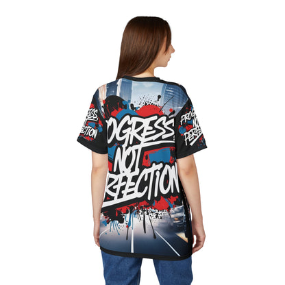 💥 Progress Not Perfection  💥  Stylish   Print  💥  Unisex Graphic Tee 💥  Bold Street Art Design 💥   Motivational Style  💥  Sizes  US  S-3XL  💥