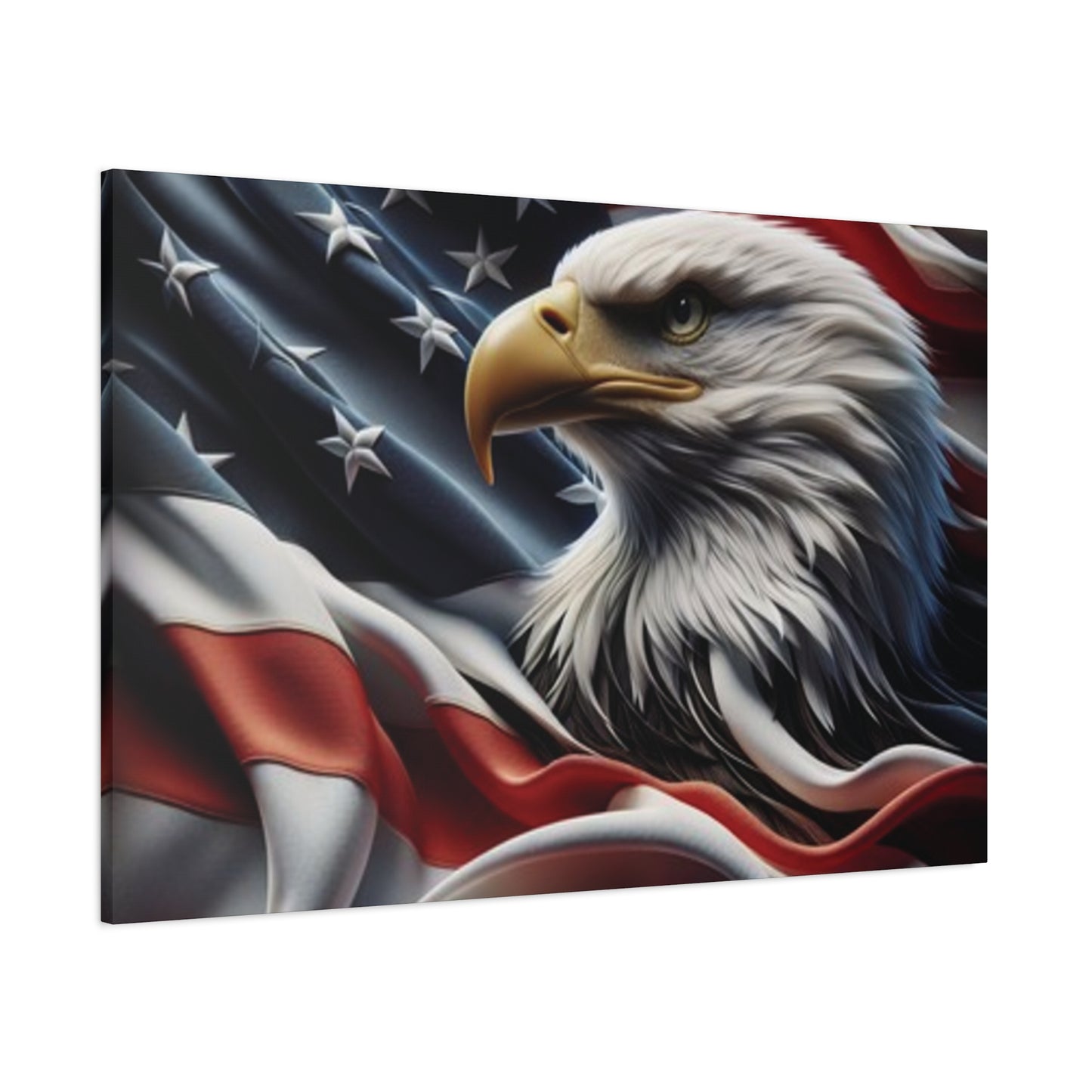 Patriotic Eagle Gallery Wrapped Canvas Art - American Flag Wall Decor - Red White Blue - USA Pride - Holiday Gift -  4th of July Home Decoration - Veteran Gift -  USA Theme Art - Print On Sides - Mirror Sides -