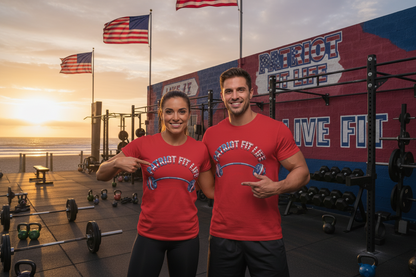 Patriot Fit Life Gym Life T-Shirt | American Flag Barbell Tee – LIVE FIT