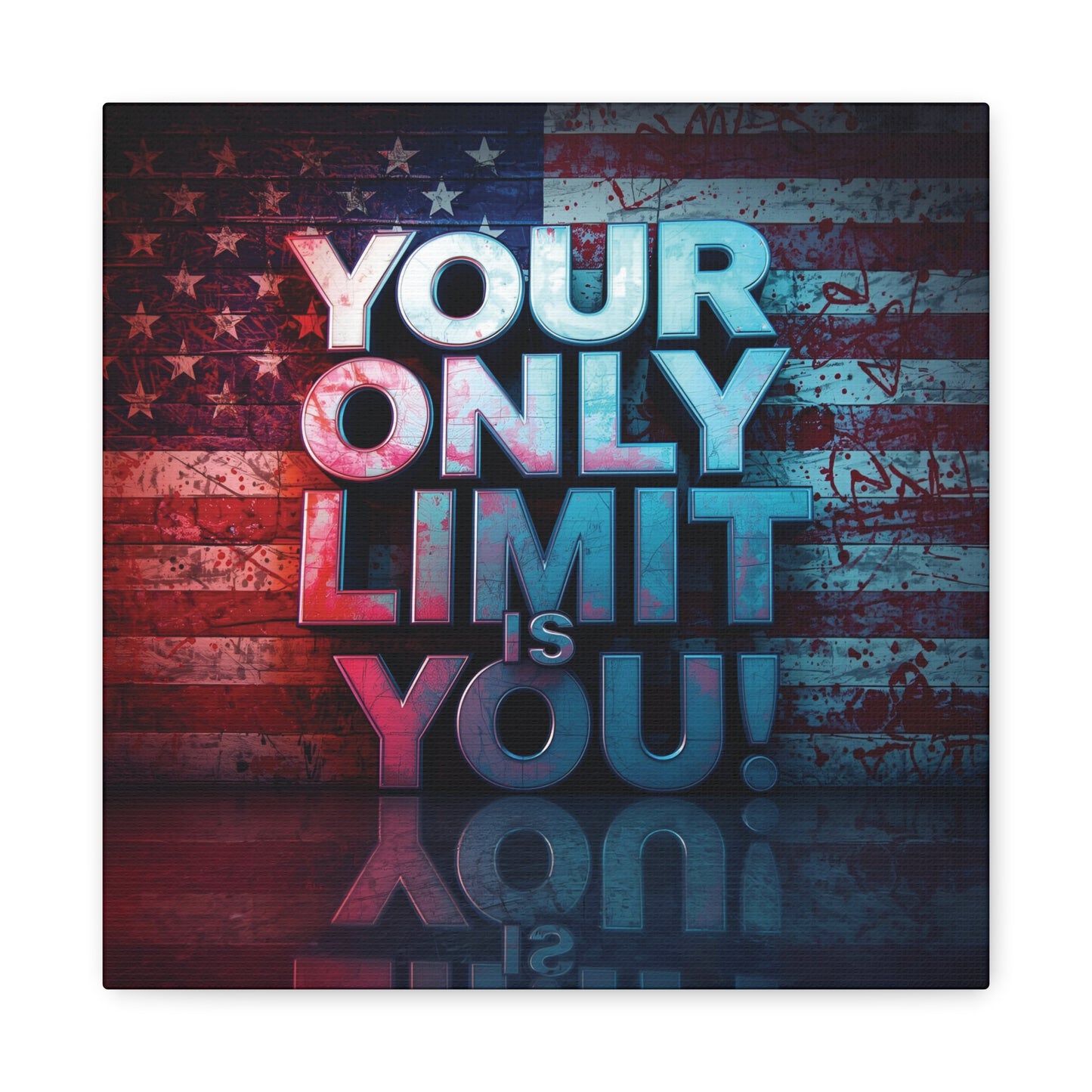 Gallery Wrapped - Motivational Canvas Wall Art - Your Only Limit Is You! - Inspirational Decor for Home Office - Inspirational Gift - Vintage American Flag - Limitless Living - Personal [...]