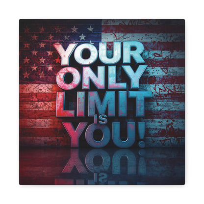 Gallery Wrapped - Motivational Canvas Wall Art - Your Only Limit Is You! - Inspirational Decor for Home Office - Inspirational Gift - Vintage American Flag - Limitless Living - Personal [...]
